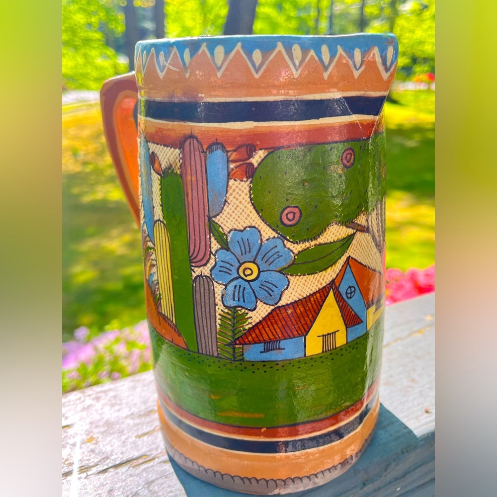 VTG Mexican Tlaquepaque Pottery  Handled Pitcher